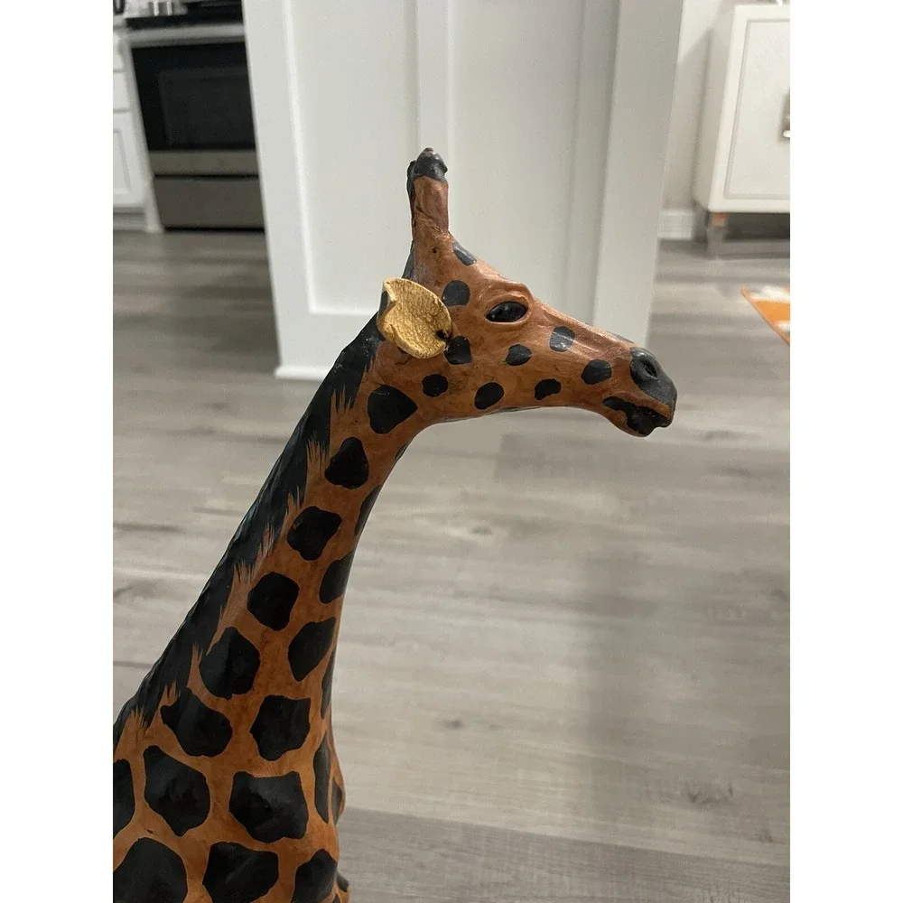 Vintage Leather Wrapped Giraffe Large Statue‎ Decor Figure 17